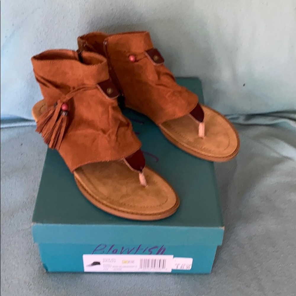 Glow fish sandals brown blowfish sandals